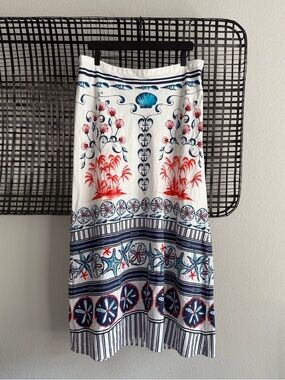 Farm Rio x Anthropologie Linen Blend Midi Skirt